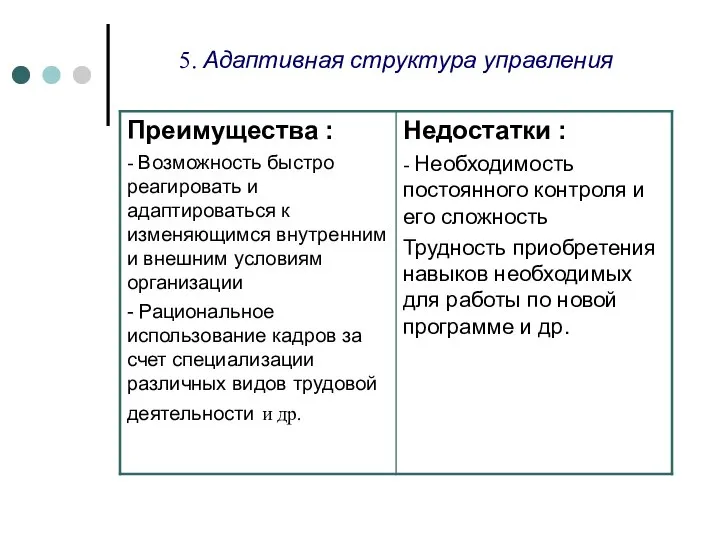 5. Адаптивная структура управления