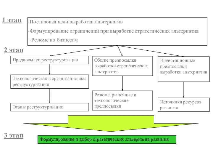 Постановка цели выработки альтернатив Формулирование ограничений при выработке стратегических альтернатив -Резюме