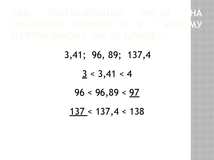 Как расположены числа на числовой прямой и к какому натуральному числу