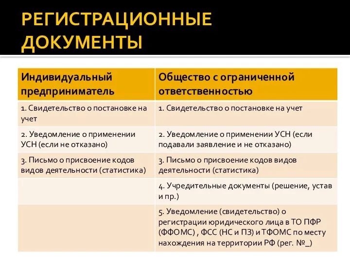 РЕГИСТРАЦИОННЫЕ ДОКУМЕНТЫ