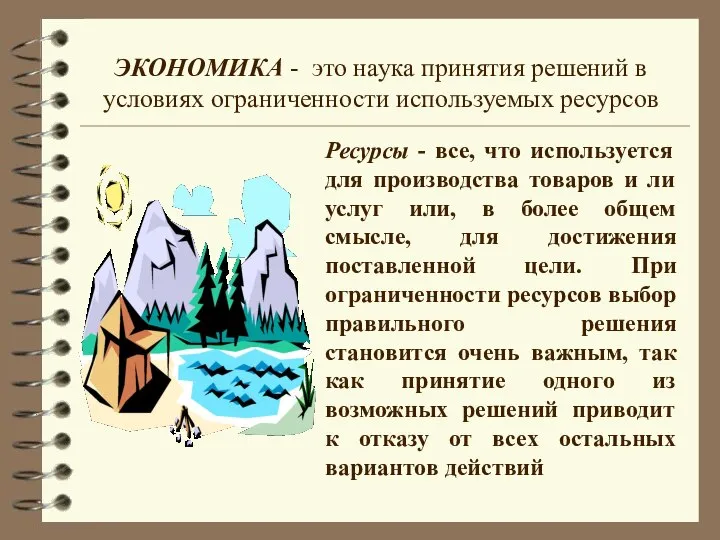 ЭКОНОМИКА - это наука принятия решений в условиях ограниченности используемых ресурсов