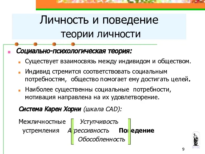 Социально-психологическая теория: Существует взаимосвязь между индивидом и обществом. Индивид стремится соответствовать