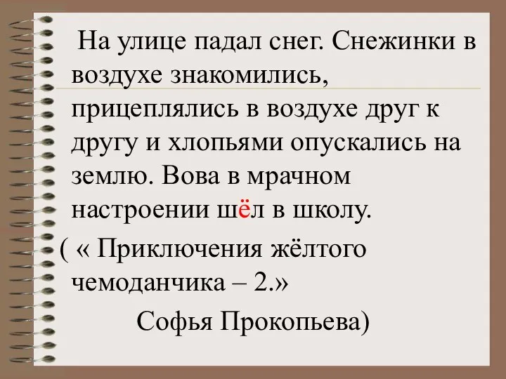 На улице падал снег. Снежинки в воздухе знакомились, прицеплялись в воздухе