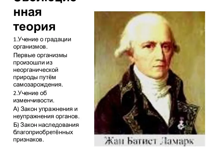 Эволюционная теория 1.Учение о градации организмов. Первые организмы произошли из неорганической