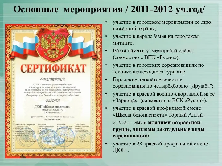 Основные мероприятия / 2011-2012 уч.год/ участие в городском мероприятии ко дню