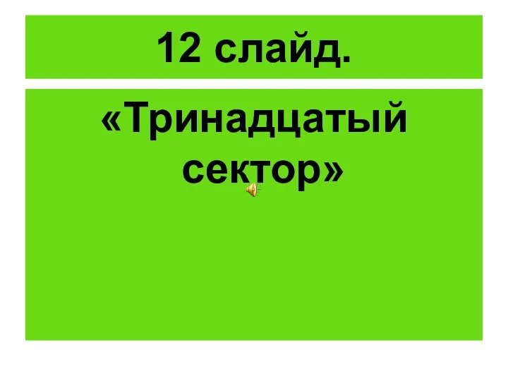 12 слайд. «Тринадцатый сектор»