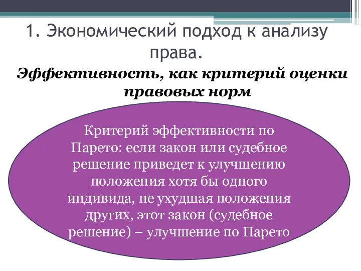 1. Экономический подход к анализу права. Эффективность, как критерий оценки правовых