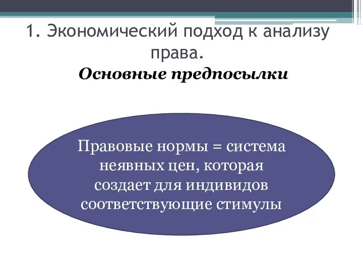 1. Экономический подход к анализу права. Основные предпосылки Правовые нормы =