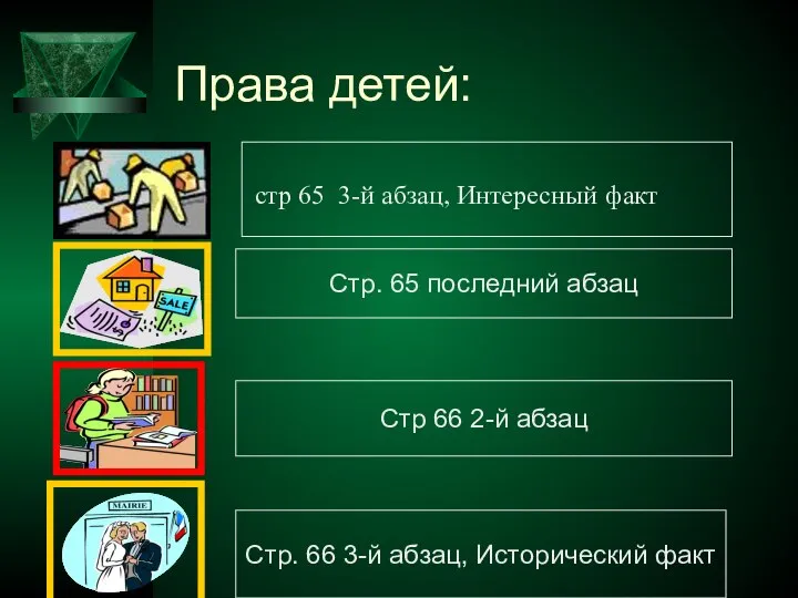 Права детей: стр 65 3-й абзац, Интересный факт Стр. 65 последний