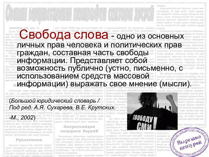 Свобода слова - одно из основных личных прав человека и политических