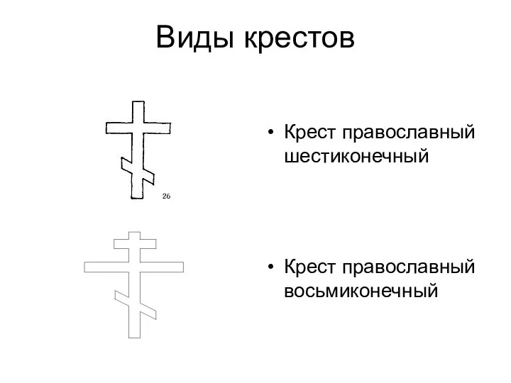Виды крестов Крест православный шестиконечный Крест православный восьмиконечный