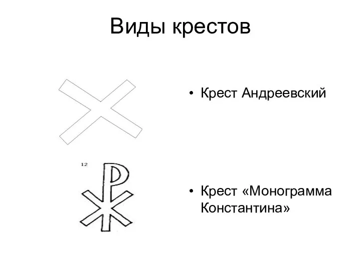 Виды крестов Крест Андреевский Крест «Монограмма Константина»