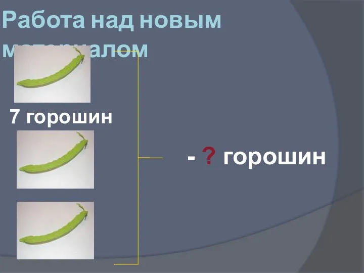 Работа над новым материалом 7 горошин - ? горошин