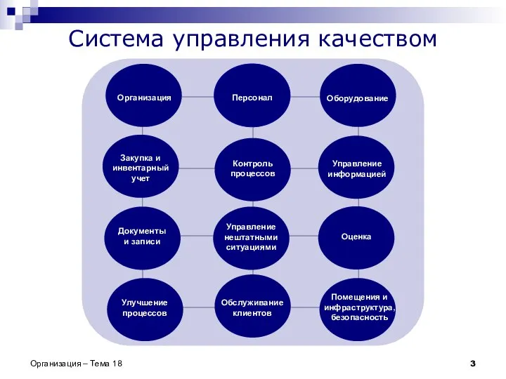 Система управления качеством Организация – Тема 18