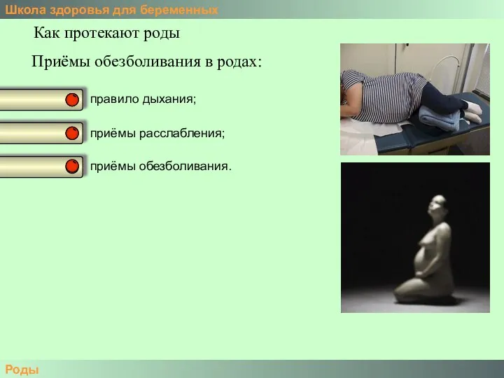 Школа здоровья для беременных Роды Как протекают роды правило дыхания; приёмы