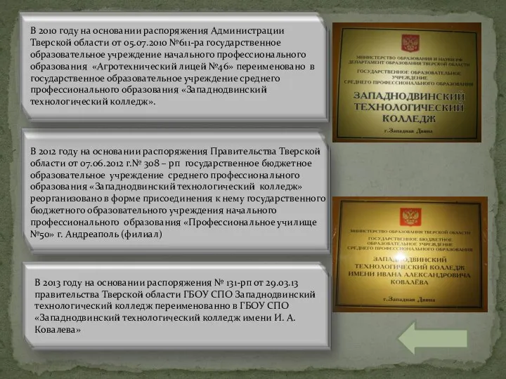 В 2010 году на основании распоряжения Администрации Тверской области от 05.07.2010