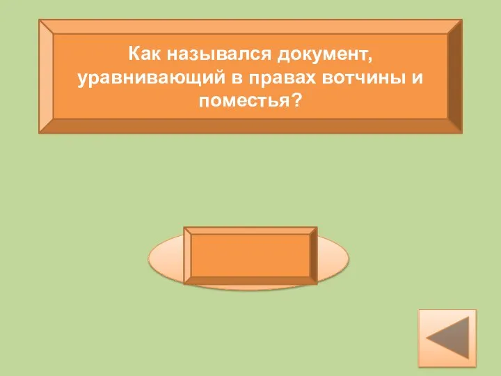 Как назывался документ, уравнивающий в правах вотчины и поместья? Указ о единонаследии