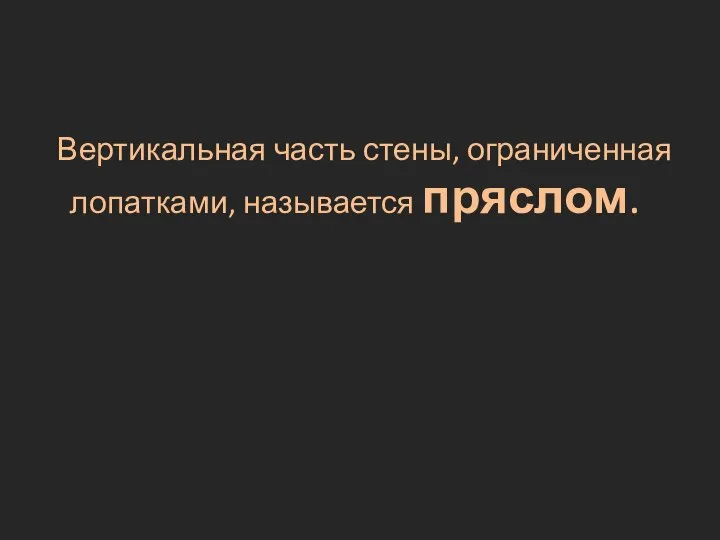 Вертикальная часть стены, ограниченная лопатками, называется пряслом.