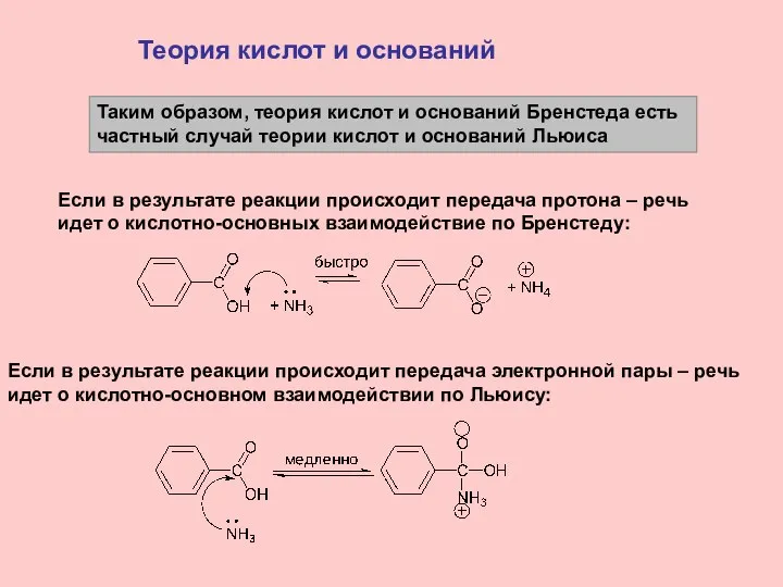 Теория кислот и оснований Таким образом, теория кислот и оснований Бренстеда