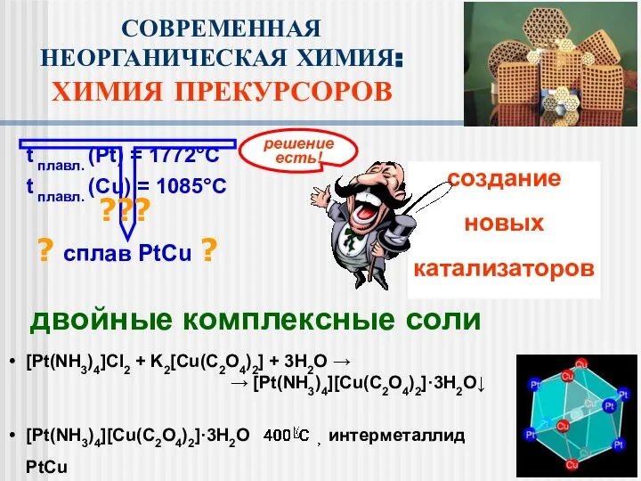 создание новых катализаторов СОВРЕМЕННАЯ НЕОРГАНИЧЕСКАЯ ХИМИЯ: ХИМИЯ ПРЕКУРСОРОВ