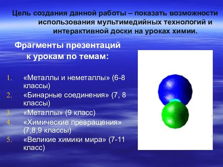 Цель создания данной работы – показать возможности использования мультимедийных технологий и