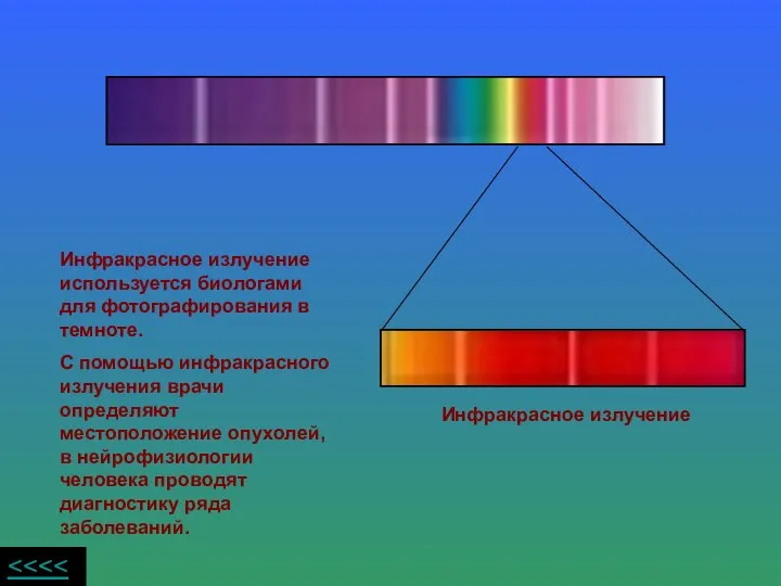 Инфракрасное излучение используется биологами для фотографирования в темноте. С помощью инфракрасного