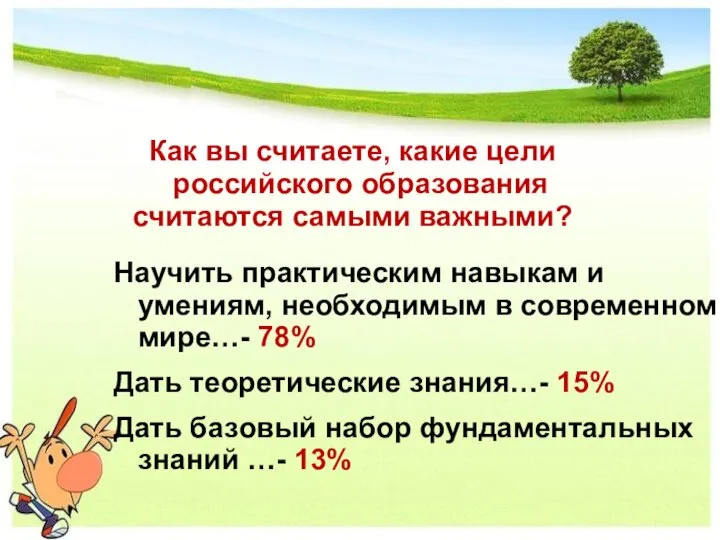 Как вы считаете, какие цели российского образования считаются самыми важными? Научить