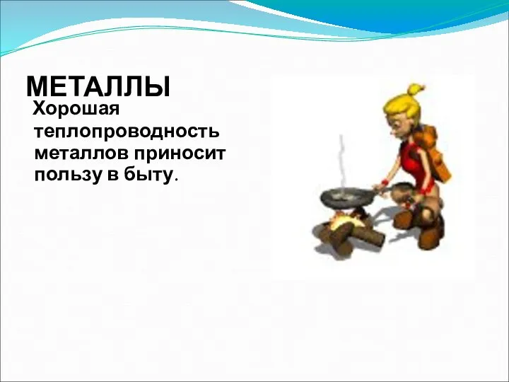 МЕТАЛЛЫ Хорошая теплопроводность металлов приносит пользу в быту.