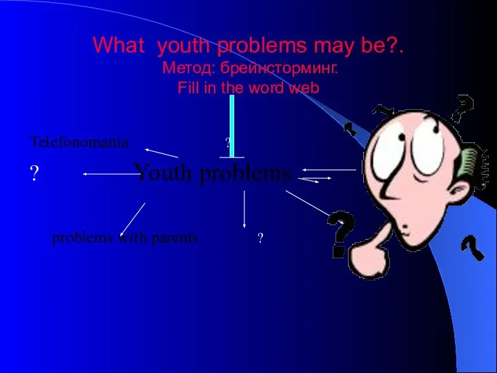 What youth problems may be?. Метод: брейнсторминг. Fill in the word