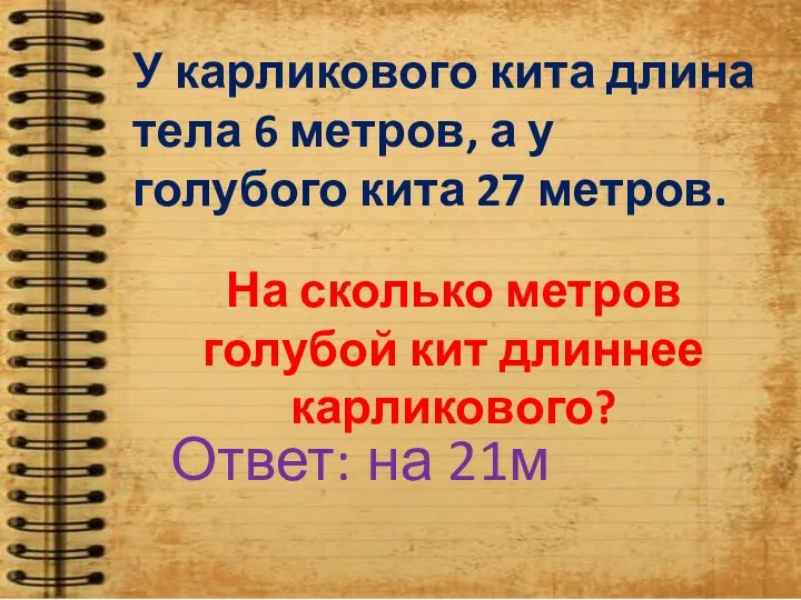 У карликового кита длина тела 6 метров, а у голубого кита