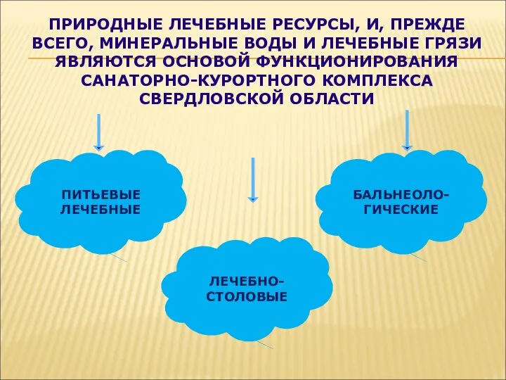 ПРИРОДНЫЕ ЛЕЧЕБНЫЕ РЕСУРСЫ, И, ПРЕЖДЕ ВСЕГО, МИНЕРАЛЬНЫЕ ВОДЫ И ЛЕЧЕБНЫЕ ГРЯЗИ