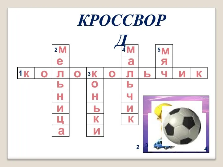 КРОССВОРД 1 к о л о к о л ь ч