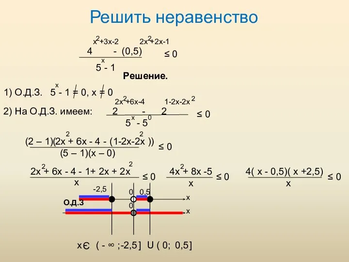 Решить неравенство - (0,5) x +3x-2 2 2x +2x-1 2 x