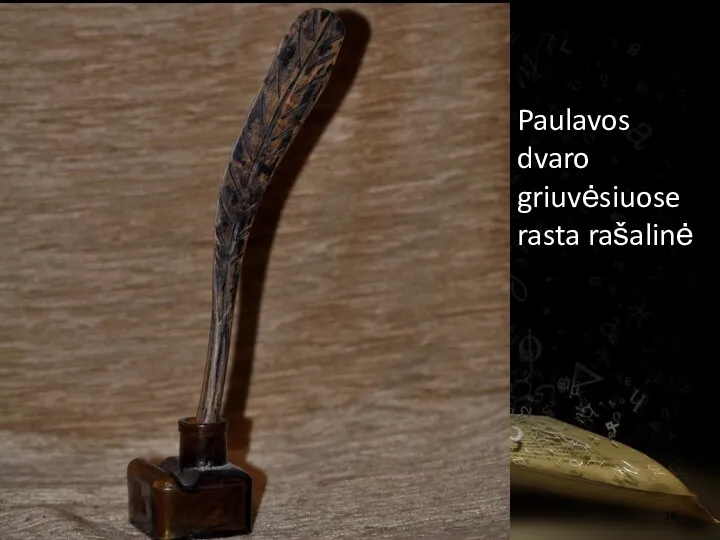 Paulavos dvaro griuvėsiuose rasta rašalinė