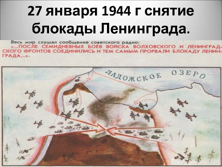 27 января 1944 г снятие блокады Ленинграда.