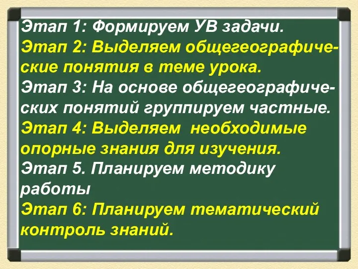 Этап 1: Формируем УВ задачи. Этап 2: Выделяем общегеографиче-ские понятия в