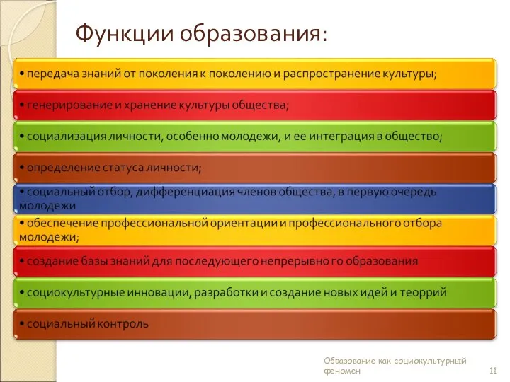 Функции образования: Образование как социокультурный феномен