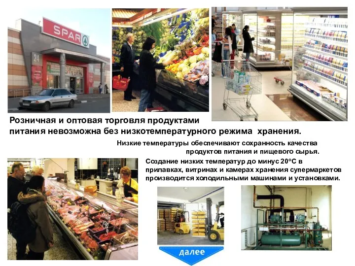 Розничная и оптовая торговля продуктами питания невозможна без низкотемпературного режима хранения.