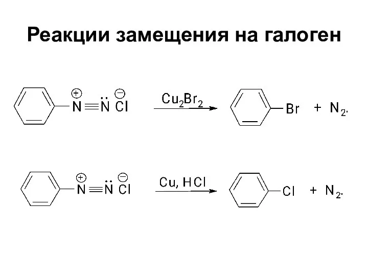 Реакции замещения на галоген