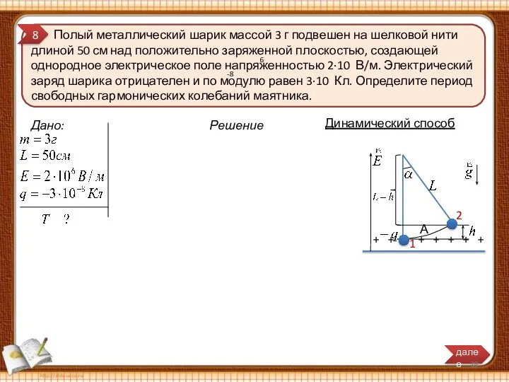 Полый металлический шарик массой 3 г подвешен на шелковой нити длиной