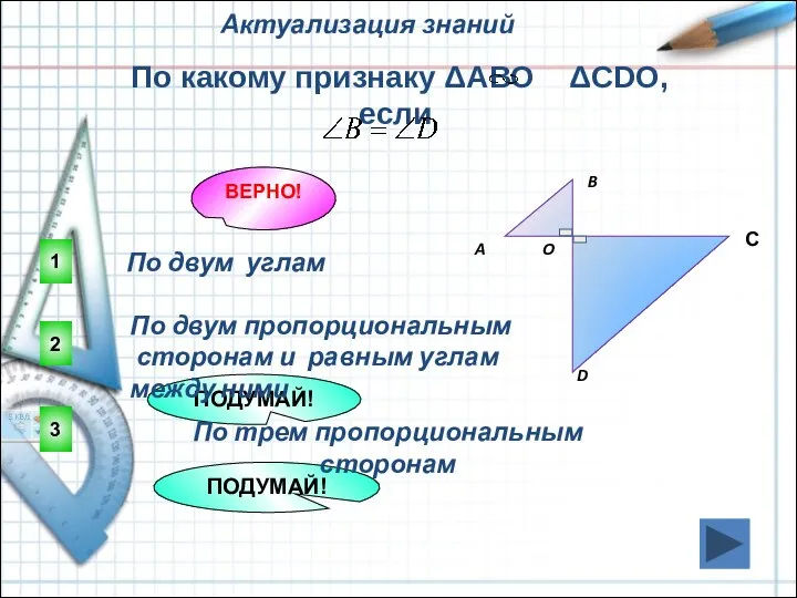 1 ВЕРНО! 2 3 ПОДУМАЙ! ПОДУМАЙ! Актуализация знаний По какому признаку