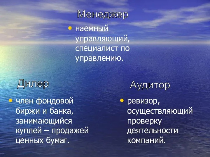 наемный управляющий, специалист по управлению. ревизор, осуществляющий проверку деятельности компаний. член