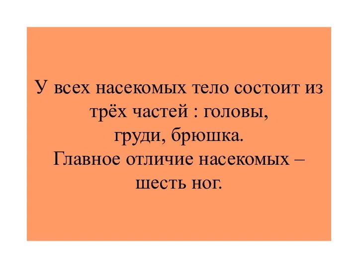 У всех насекомых тело состоит из трёх частей : головы, груди,