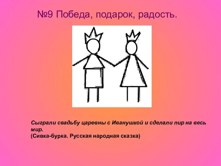 №9 Победа, подарок, радость. Сыграли свадьбу царевны с Иванушкой и сделали