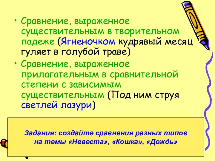 Сравнение, выраженное существительным в творительном падеже (Ягненочком кудрявый месяц гуляет в