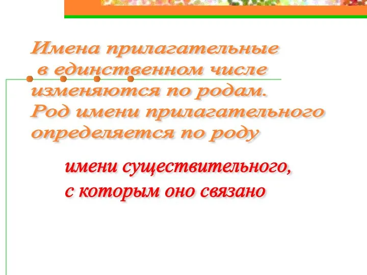 Имена прилагательные в единственном числе изменяются по родам. Род имени прилагательного