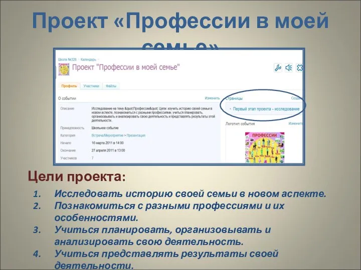 Проект «Профессии в моей семье» Исследовать историю своей семьи в новом