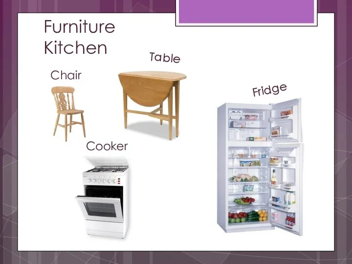 Furniture Kitchen Table Chair Cooker Fridge