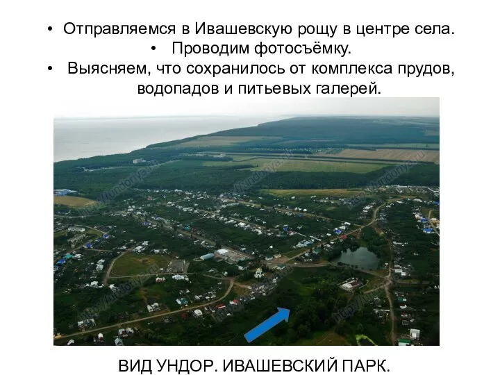 ВИД УНДОР. ИВАШЕВСКИЙ ПАРК. Отправляемся в Ивашевскую рощу в центре села.