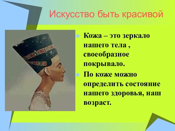 Искусство быть красивой Кожа – это зеркало нашего тела , своеобразное